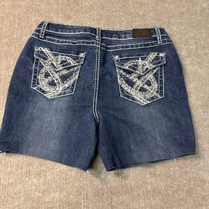 EARL Jeans Womens Cutoff Mid Rise Jeans Medium‎ Wash Studded Pockets Sz 10